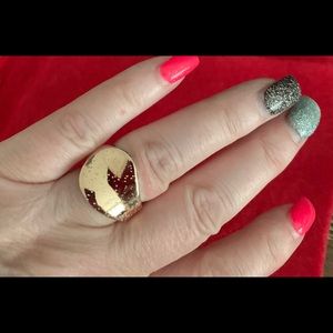 Sterling Silver ring with gold center. Size 7